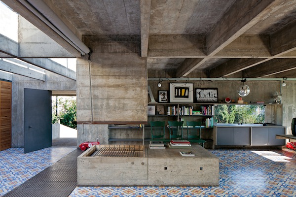 Concrete fireplace view