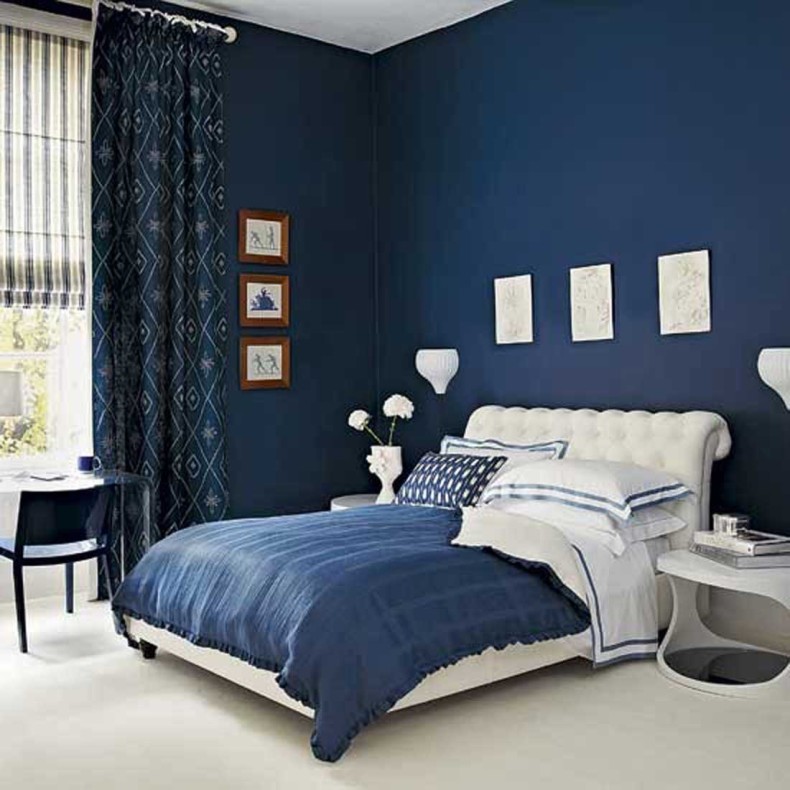 Navy Dark Blue Bedroom Design Ideas Pictures