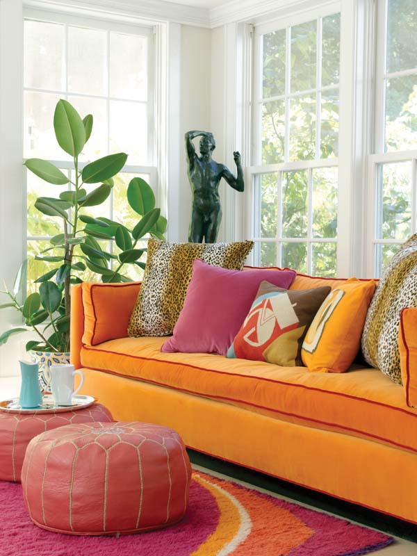 pink and orange living room design ideas & pictures
