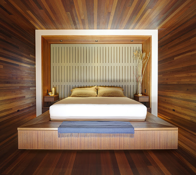 Modern wooden wall bedroom design