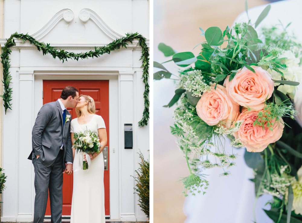 wanted her bridal bouquet to be whites and creams with lots of greens