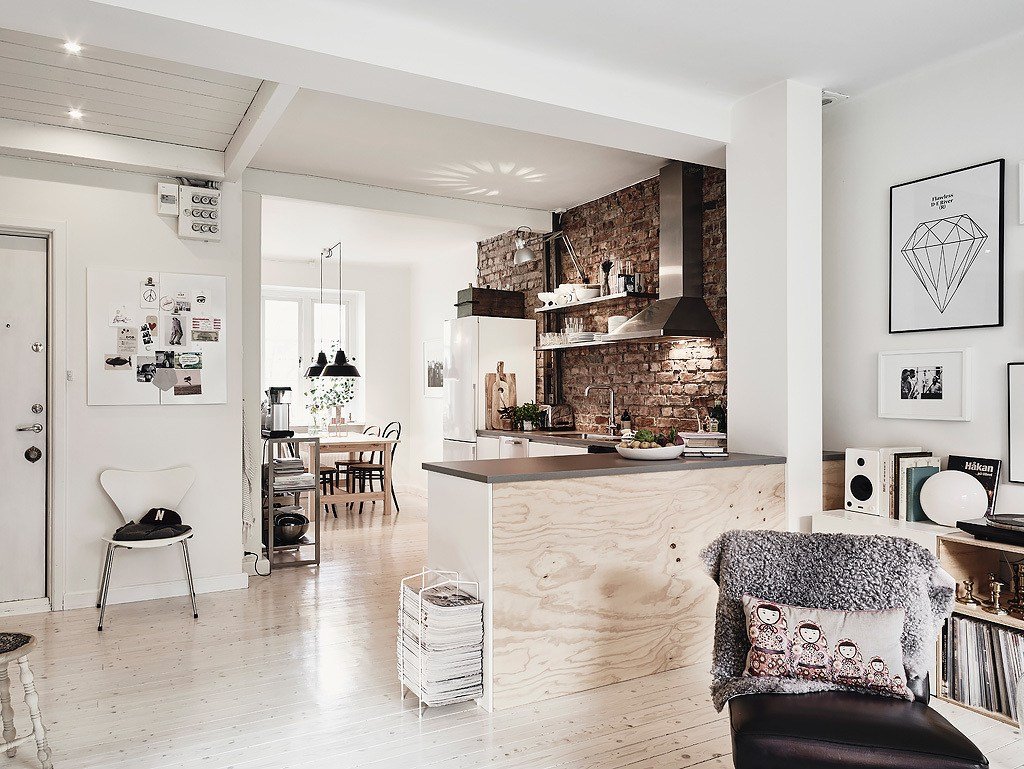 View of Scandinavian Interior Apartment With Mix Of Gray Tones