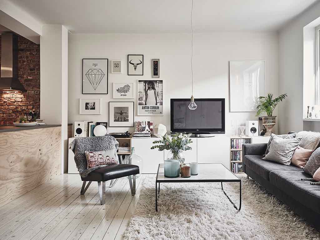 Scandinavian Living Room With Gray Color