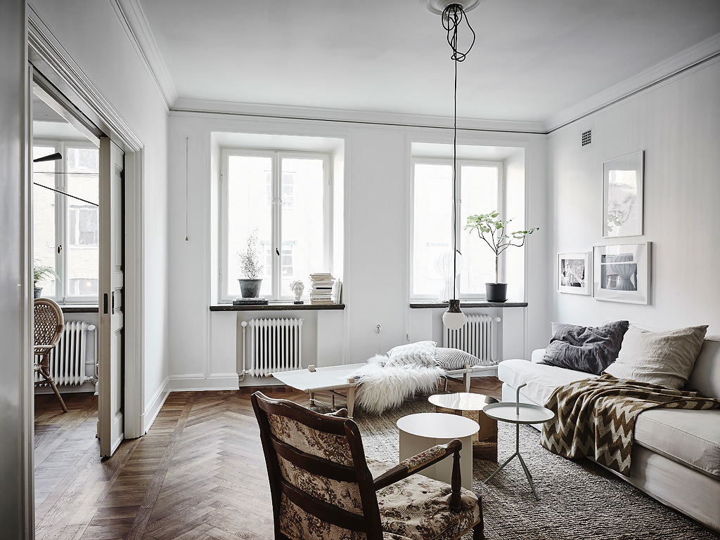 White Modern  Vintage Swedish Apartment Look Amazing