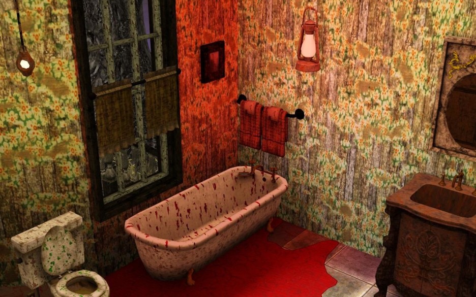 inspiring scary floral red blood color halloween bathroom decorating