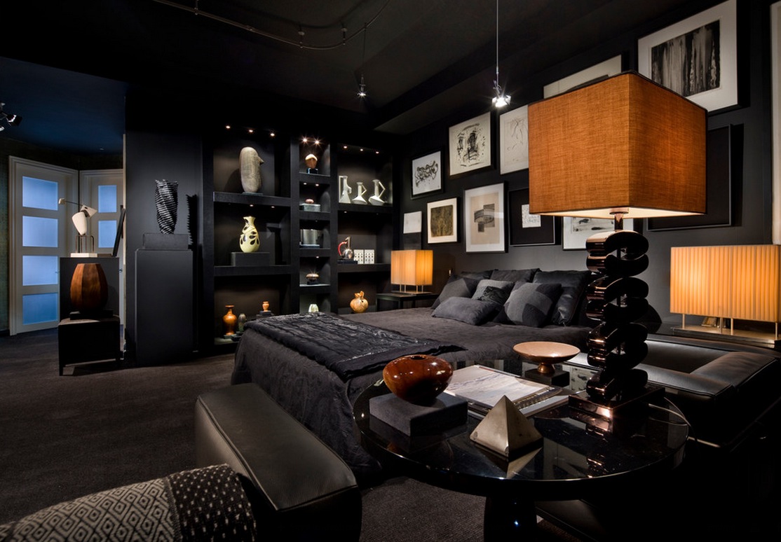 dark interior design bedroom