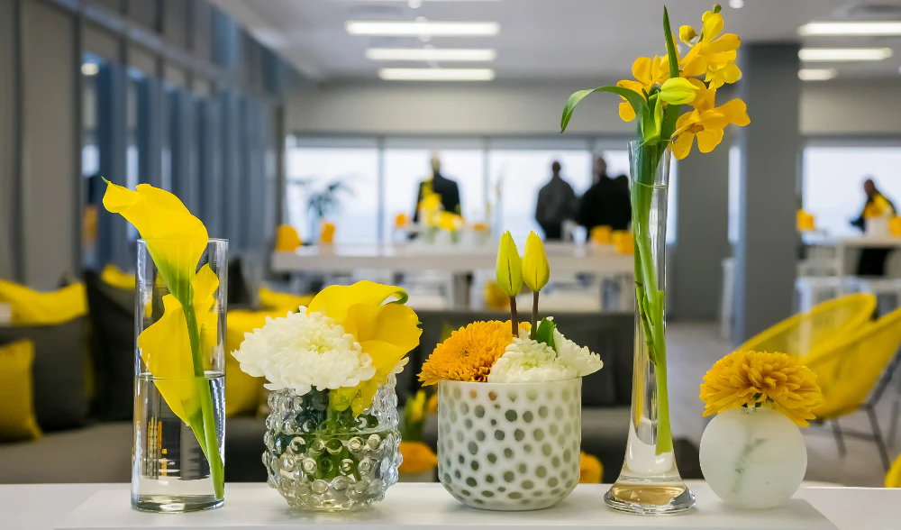office reception flower decoration