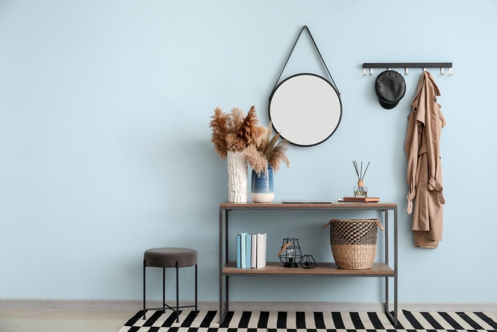 Interior of modern hallway with mirror