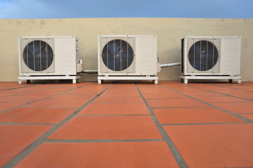 Air-conditioner on building roof floor