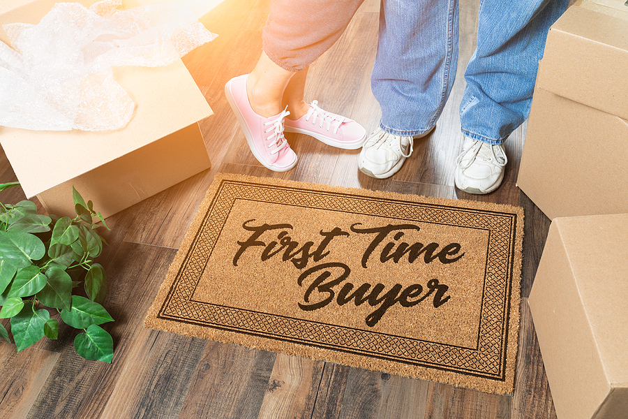 Man and Woman Unpacking Near Our First Time Buyer Welcome Mat, M