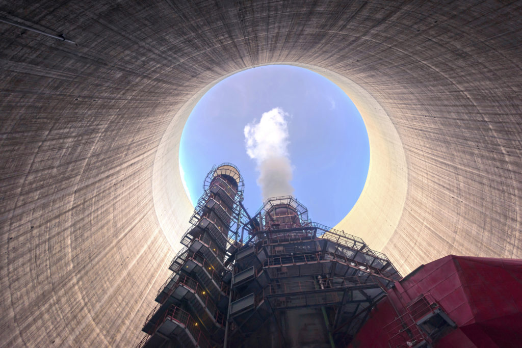 Huge Power plant producing heat