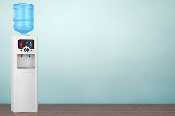 Old Style Photo. Water Cooler with Bottle on the floor. 3d rendering