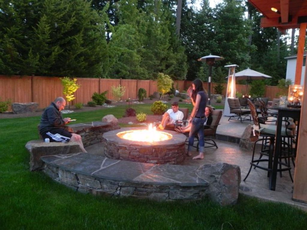 backyard with firepit