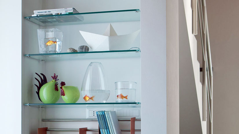 installing custom glass shelves 2
