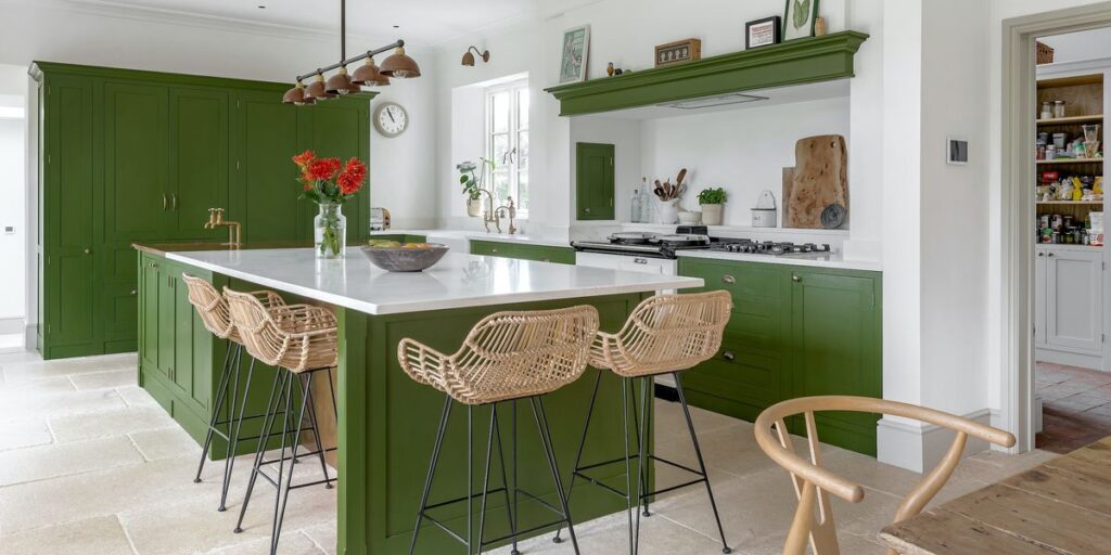green kitchen cabinets design 1