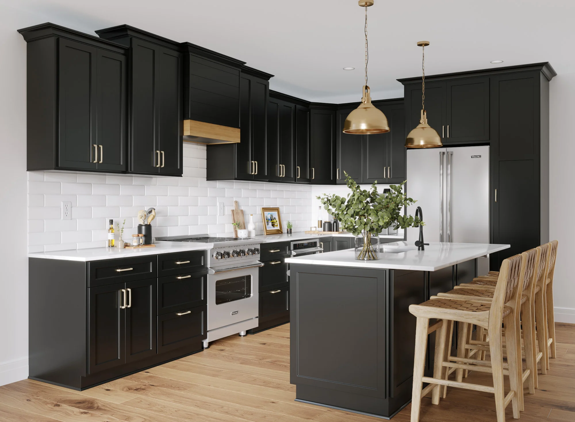 Black shaker kitchen cabinets 1