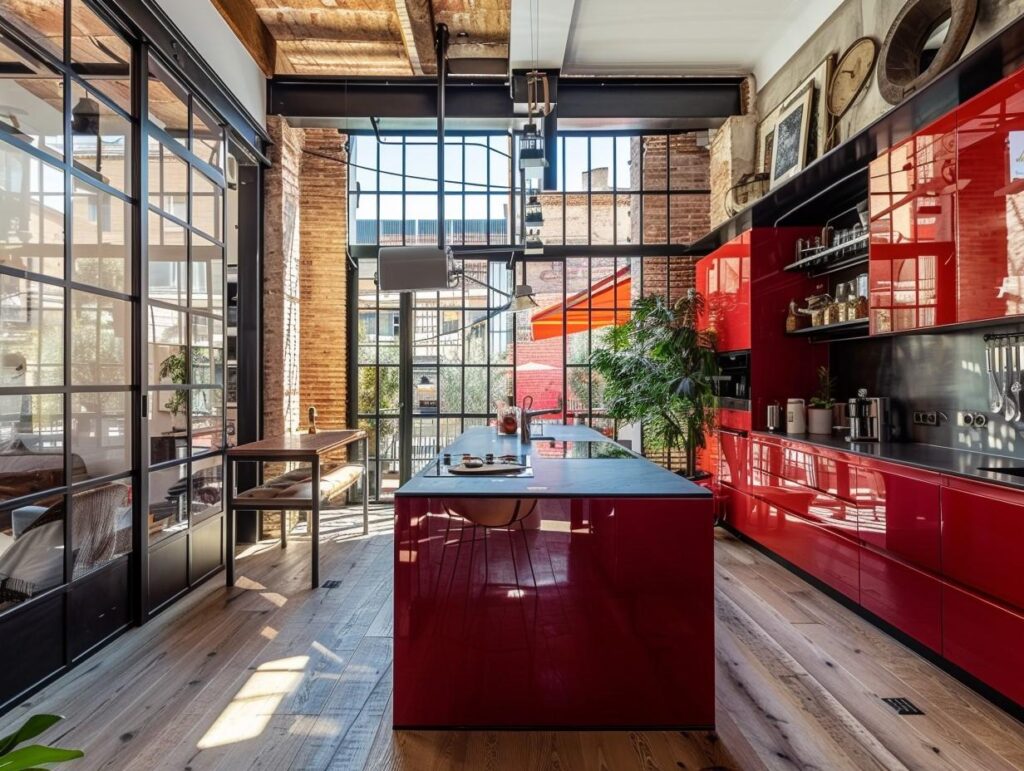 Red Kitchen Cabinets